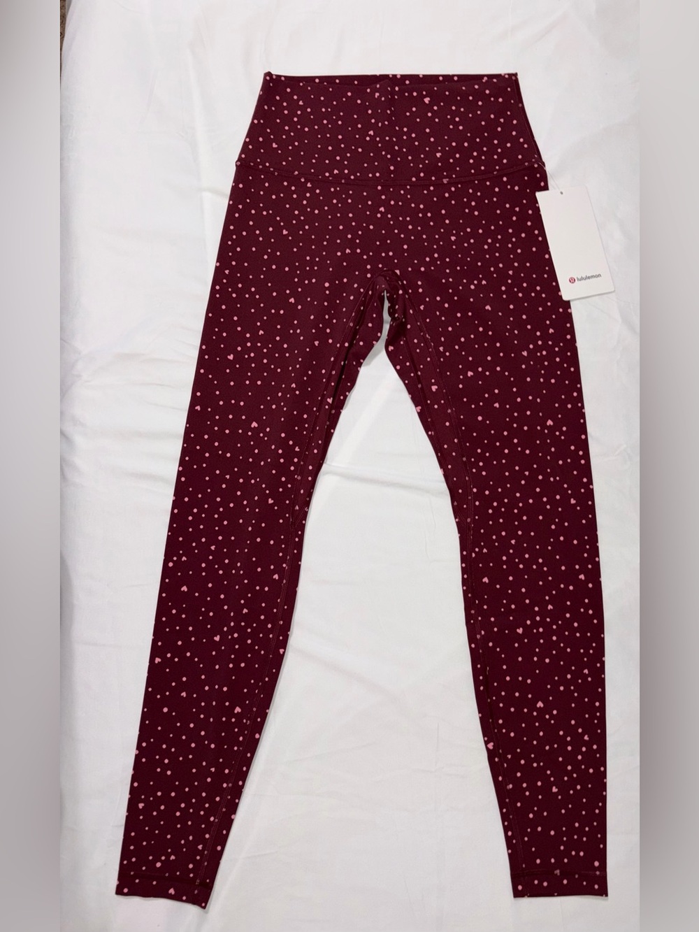NWT*LULULEMON*SIZE 8*ALIGN NO LINE HIGH RISE 28” L PANT*SCATTER HEART DOT PRINT